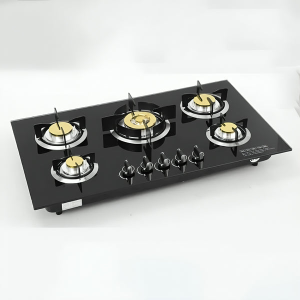 5 Burner Glass Top Gas Hob with Auto Ignition - Kitchen Stove - GT501