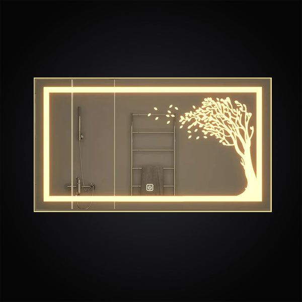 Rectangular Tree LED Mirror