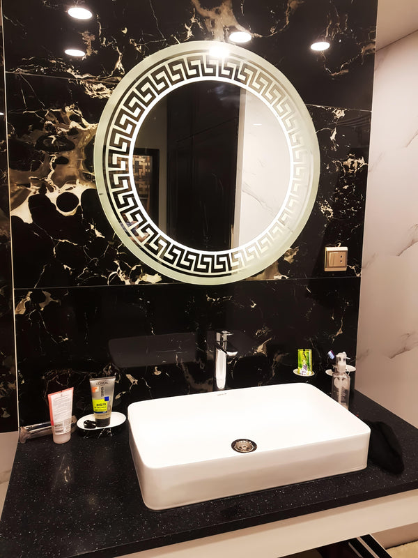 Luxury Versace Design Beautiful Round  LED Mirror In Different Colors